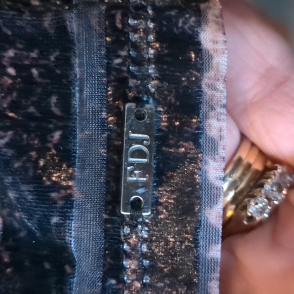 FDJ* Made in Canada long sleeve cowl neck multi colour striped velvety tunic top - Picture 9 of 12